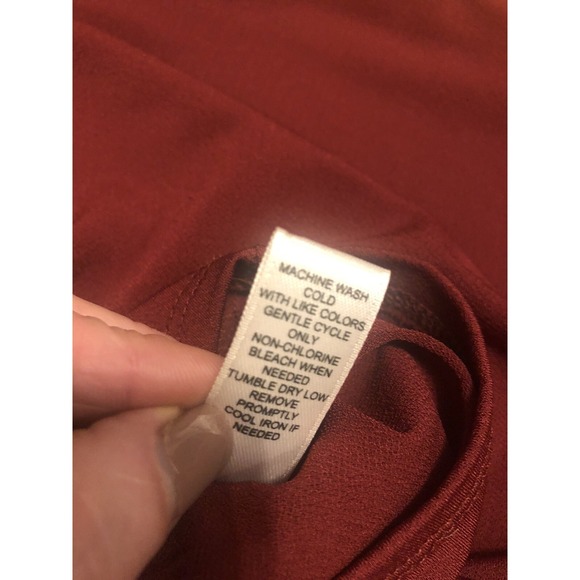 Maroon burgundy Off Shoulder Top Large Poof Tie Sleeves Boho Cottage holiday - Picture 5 of 13